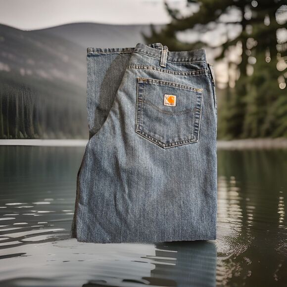 Carhartt Other - Carhartt 101483 968 Relaxed Fit Denim Blue Work Jeans Work Pants Men's 36x30